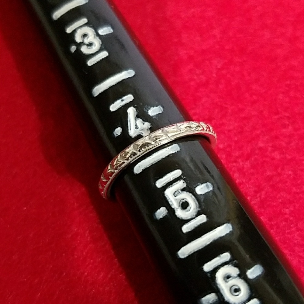 Vintage 14k White Gold Deco Ring or stack ring